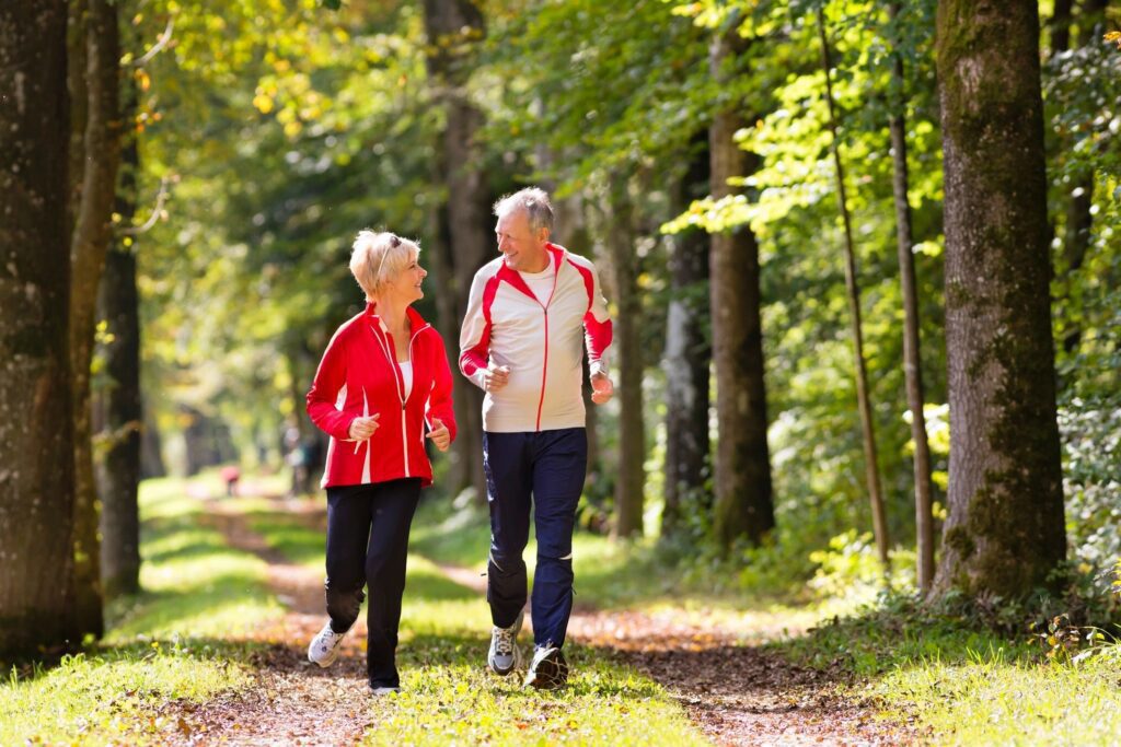 couple running at the park